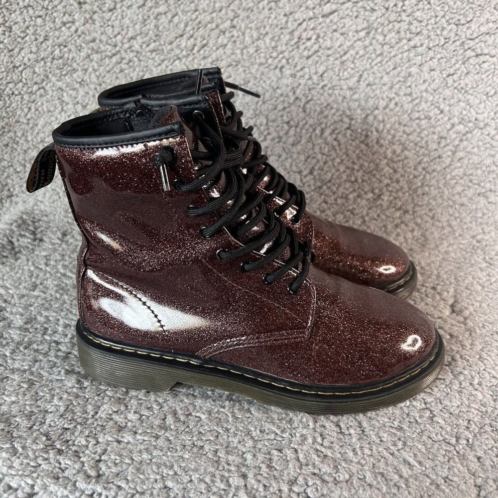 DR MARTENS Kids 1460 Glitter J Boot Girls 6 EUR 37 Rose Brown Lace Up & Zip